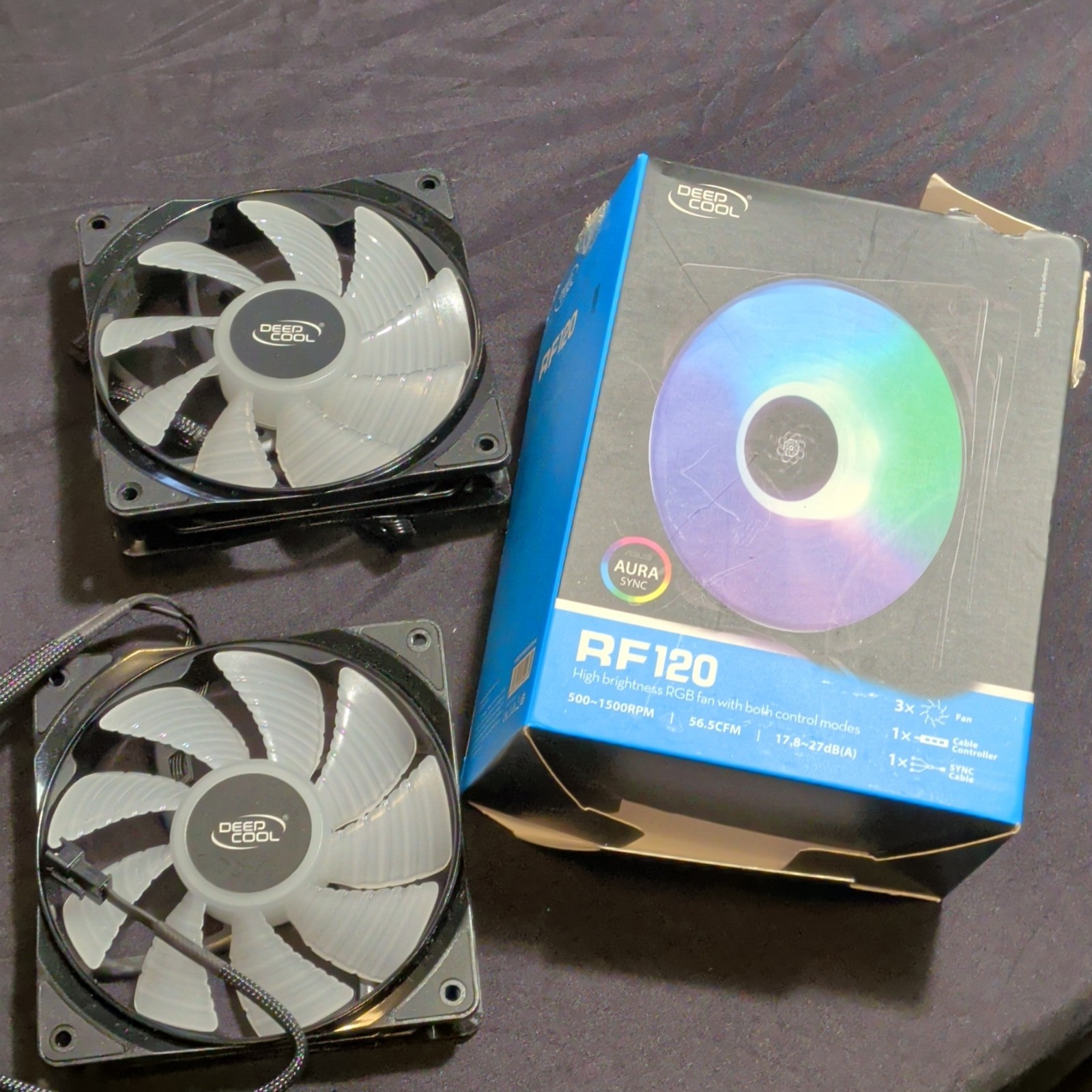 Deepcool RF120 RGB LED Hydro Bearing 120mm Case Fan 56.5CFM 2-Pack Black