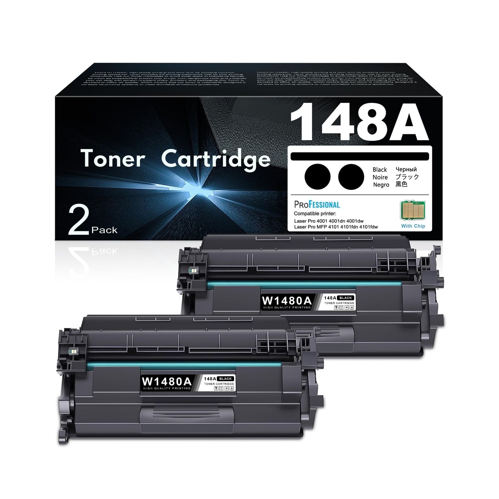 148A W1480A Toner- (with Chip) Compatible 2 Pack 148A Toner Cartridge Replace...