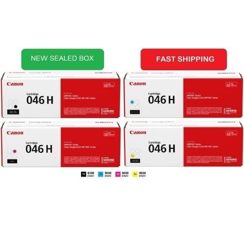 Canon 046H High Yield 4-Color Complete Toner Cartridge Set - New Sealed Box