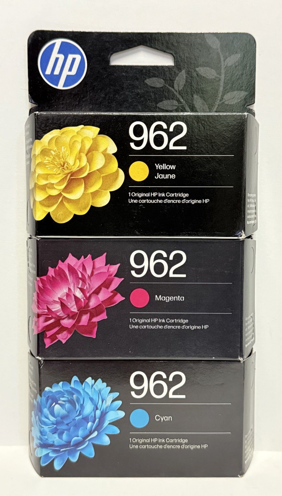 HP 962 Ink Cartridges 3-Pack Cyan Magenta Yellow Color