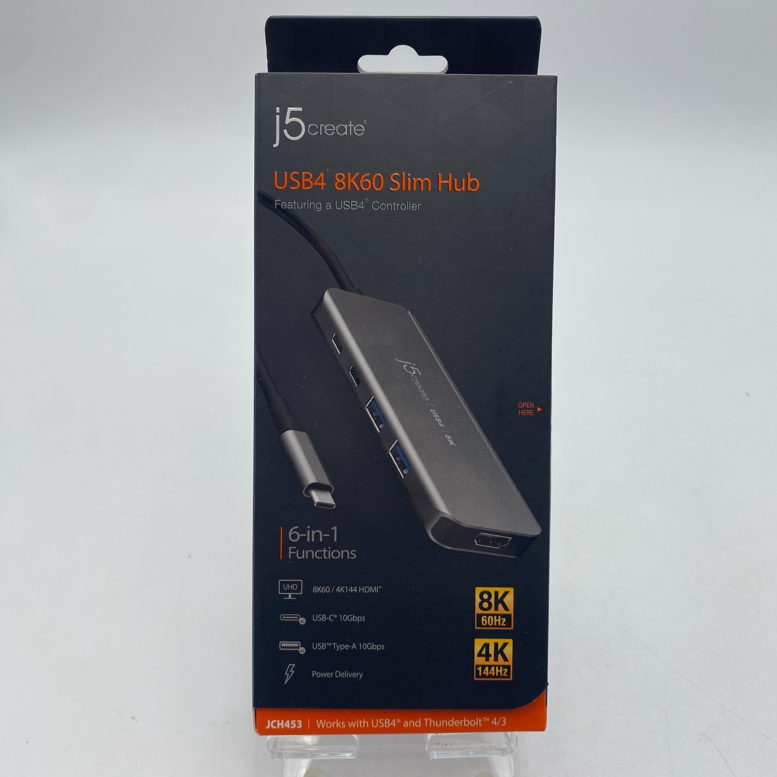 j5 Create JCH453 USB4 8K50 Multi-Port 6 in 1 Slim Hub New in Box