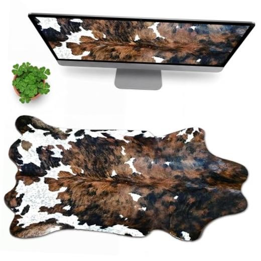 Large Desk Mat Western Desk Accessories 31.5"x15.8" Brown,black Cow Print