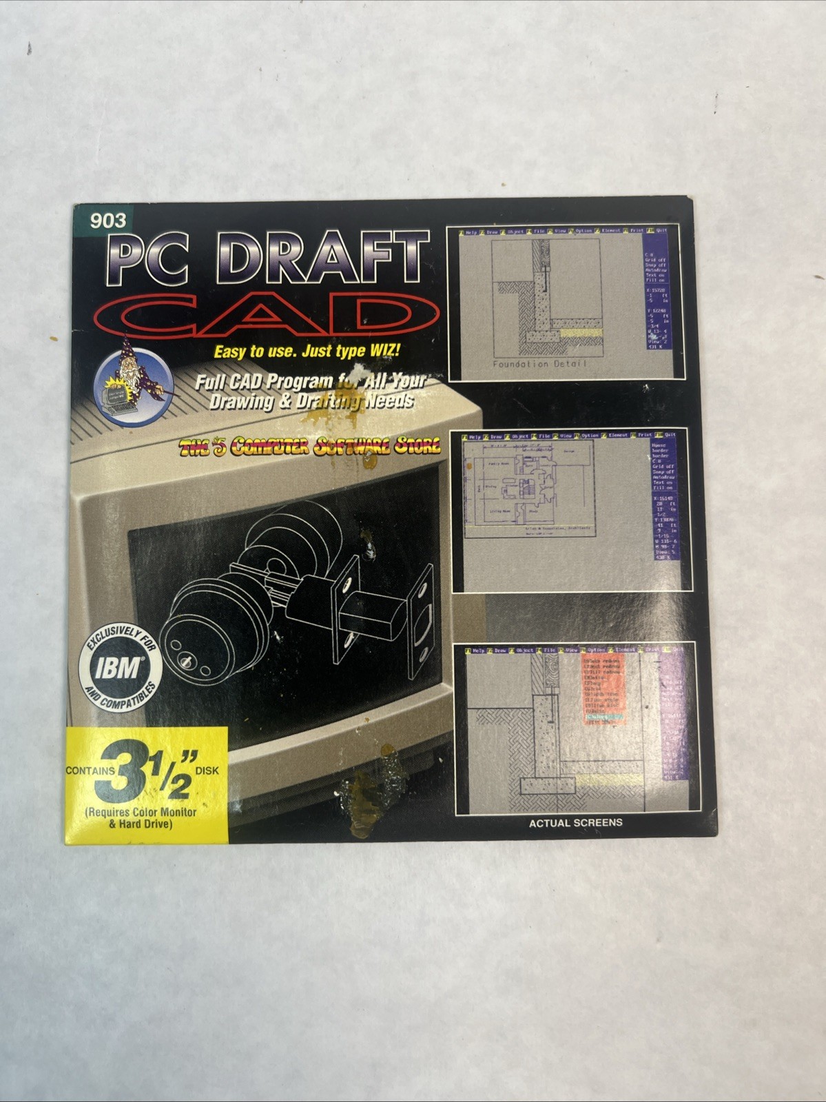 Wiz Technology Vintage 1994 PC Draft CAD Floppy Disc, Computer, Sealed 3.5”
