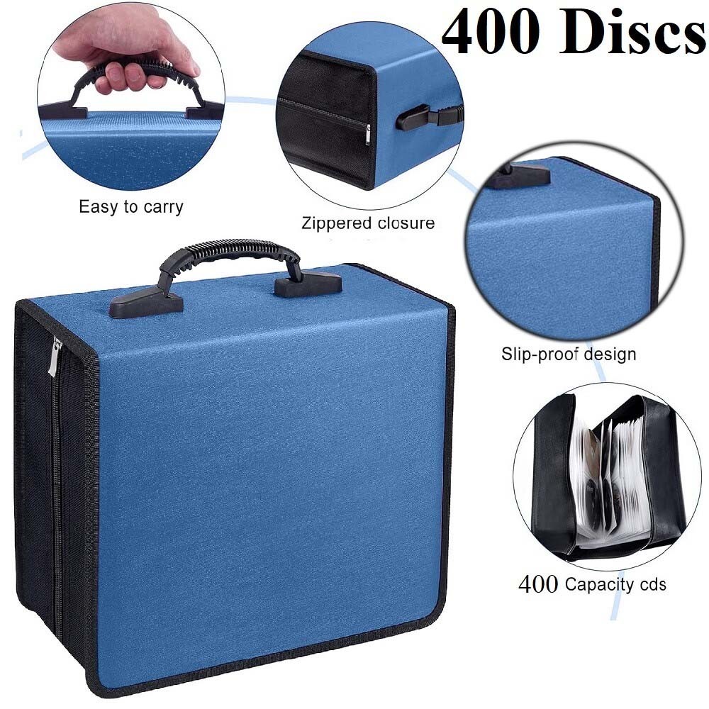 400 Disc Capacity CD DVD Storage Wallet Album Portable Disc Organizer Bag