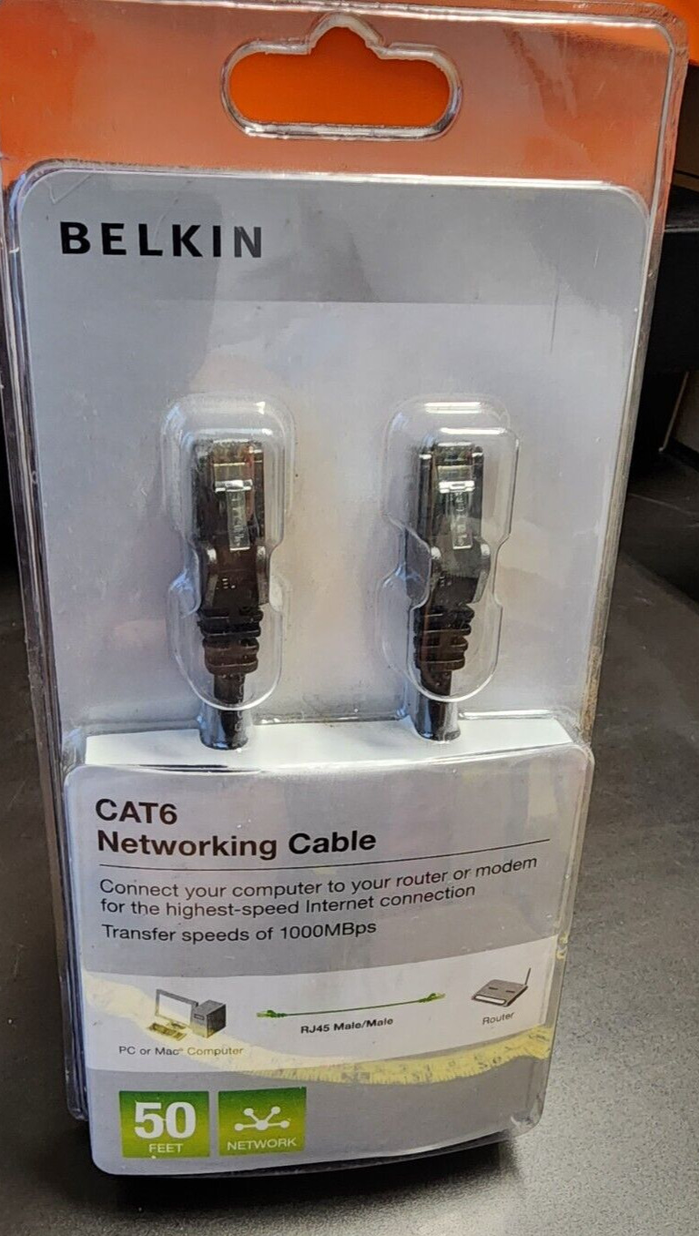 Belkin  50 ft. Cat 6 Black Network Patch Cable EIA/TIA 568B2.1-1