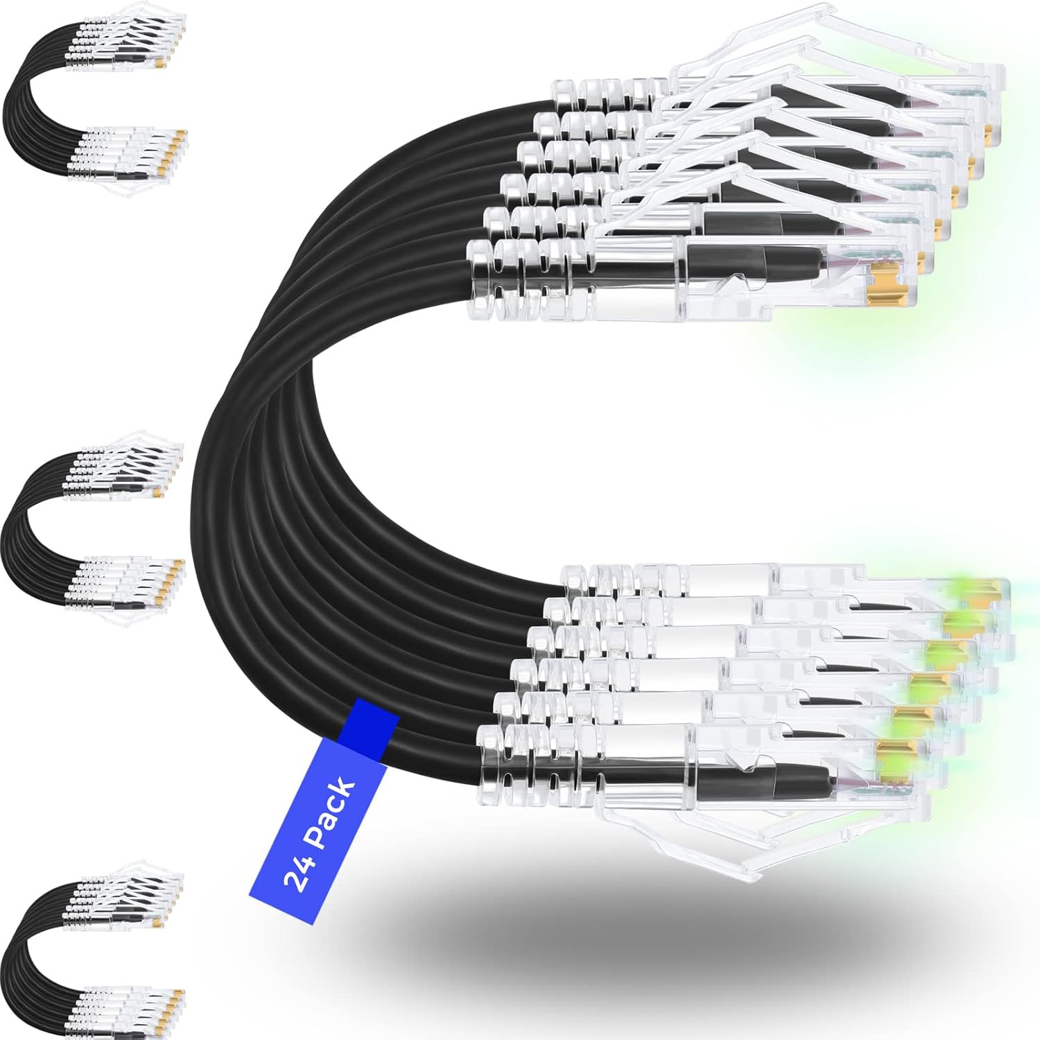 Patch Cables Cat6/ Cat6A 25Ft (24 Pack) Slim, Cat6A Ethernet Patch Cable 10G Sup