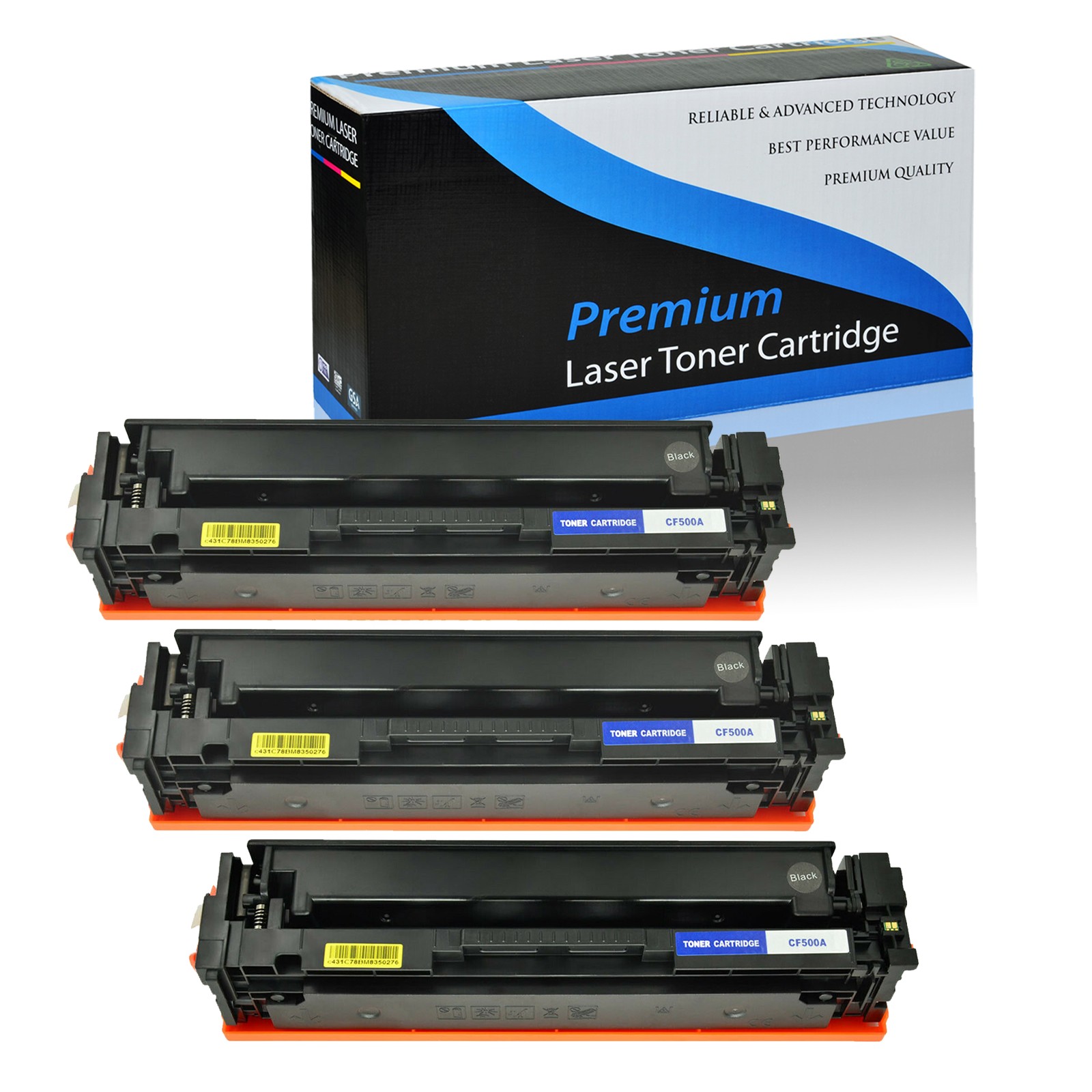 3PK Black CF500A 202A Toner For HP LaserJet Pro M254nw M254dn MFP M281fdn M281dw