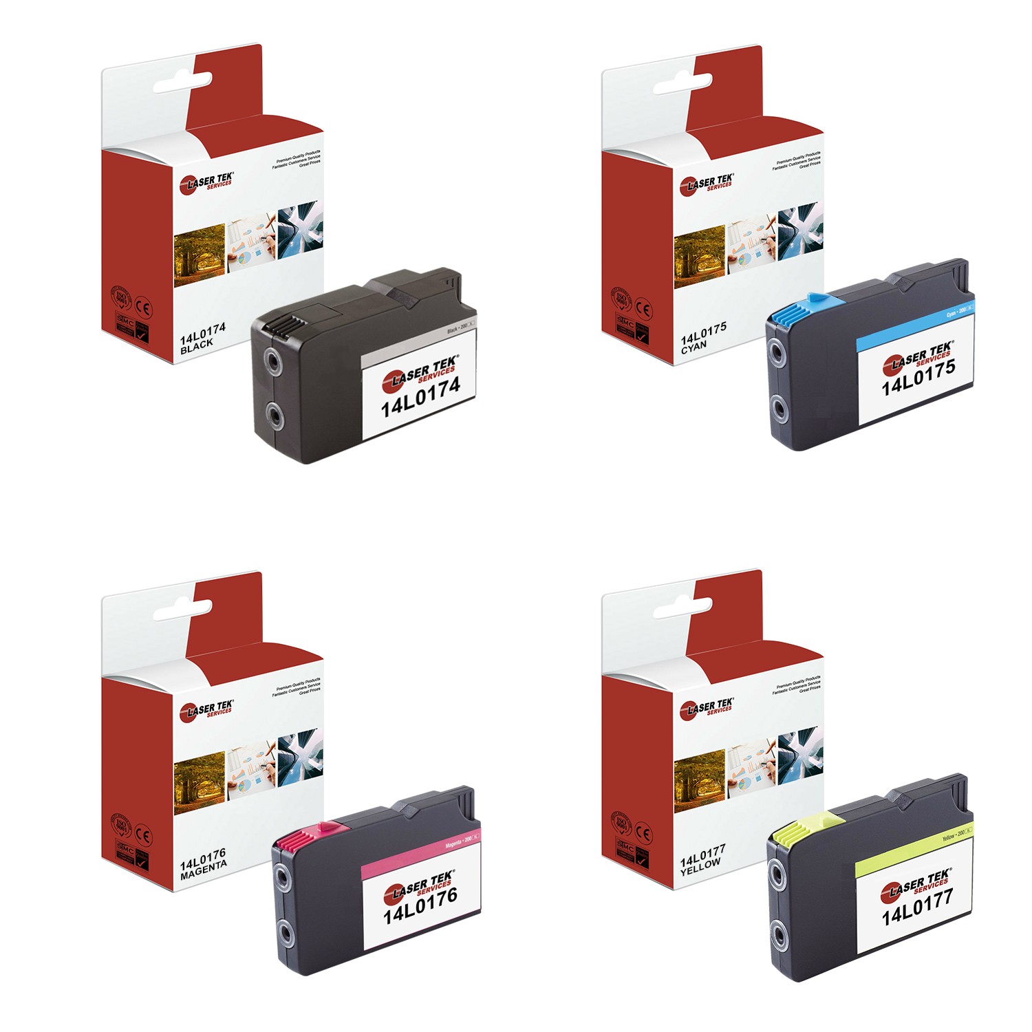 4Pk LTS 200XL BCMY HY Compatible for Lexmark OfficeEdge Pro4000 5500 Ink