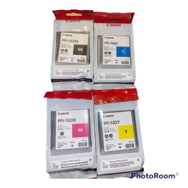 4 Genuine Canon PFI-102 Ink Tank Cartridge BK M C Y Black Magenta Cyan Yellow