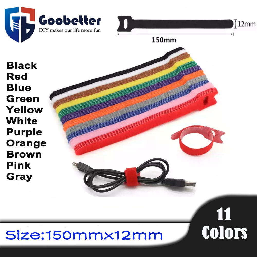Microfiber Cloth Cable Straps Hook Loop Reusable Fastening Cable 6" Ties 5-100