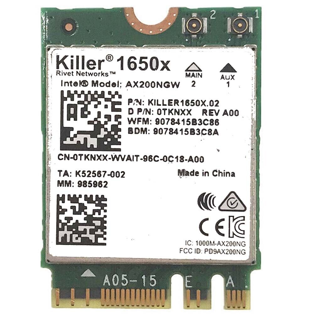 Killer 1650X AX200MGW Wi-Fi 6 2.4Gbps Dual Band Bluetooth 5.1 NGFF card TKNXX