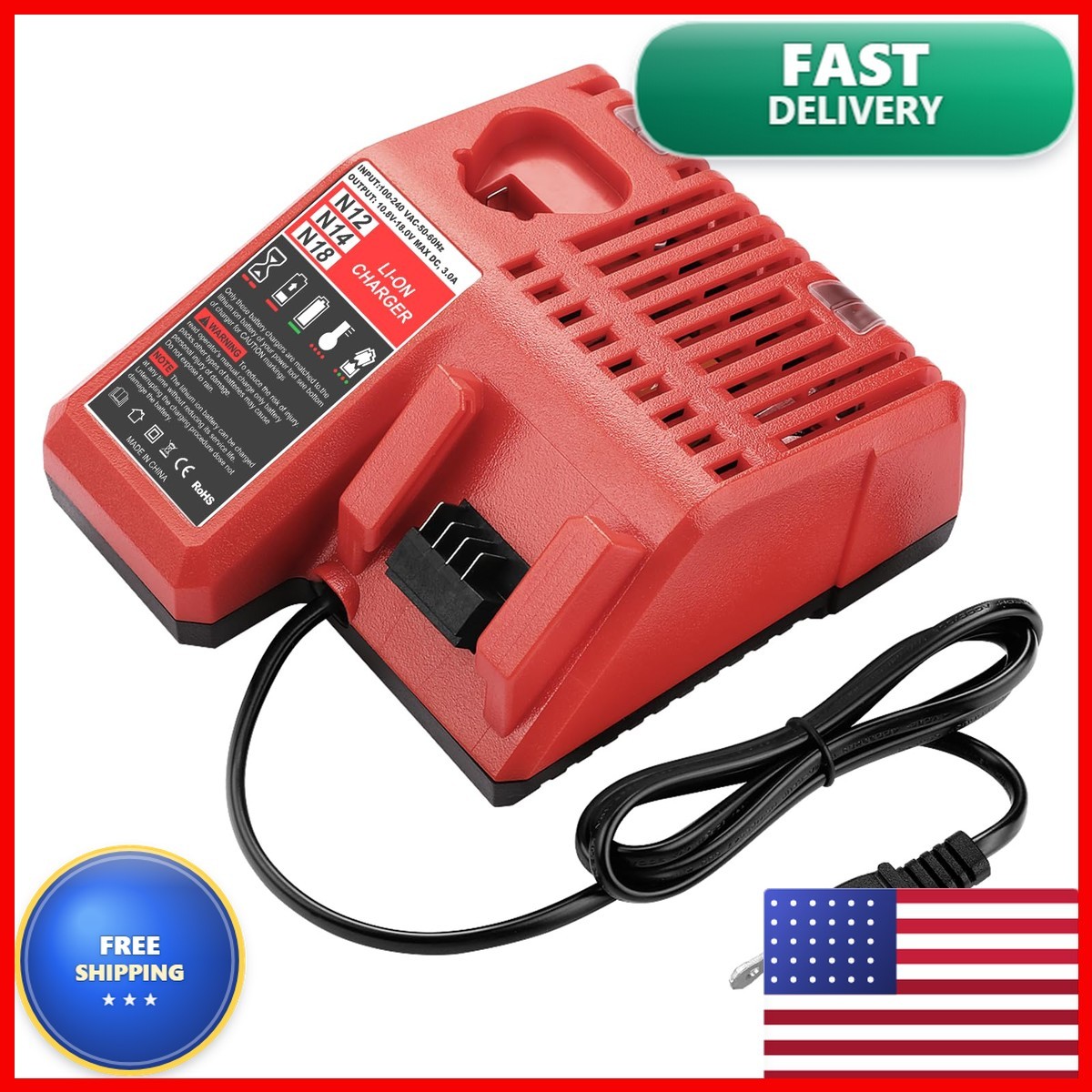 BECDXPal 18V Battery Charger Replacement Mil-Waukee 48-11-1815 48-11-1820
