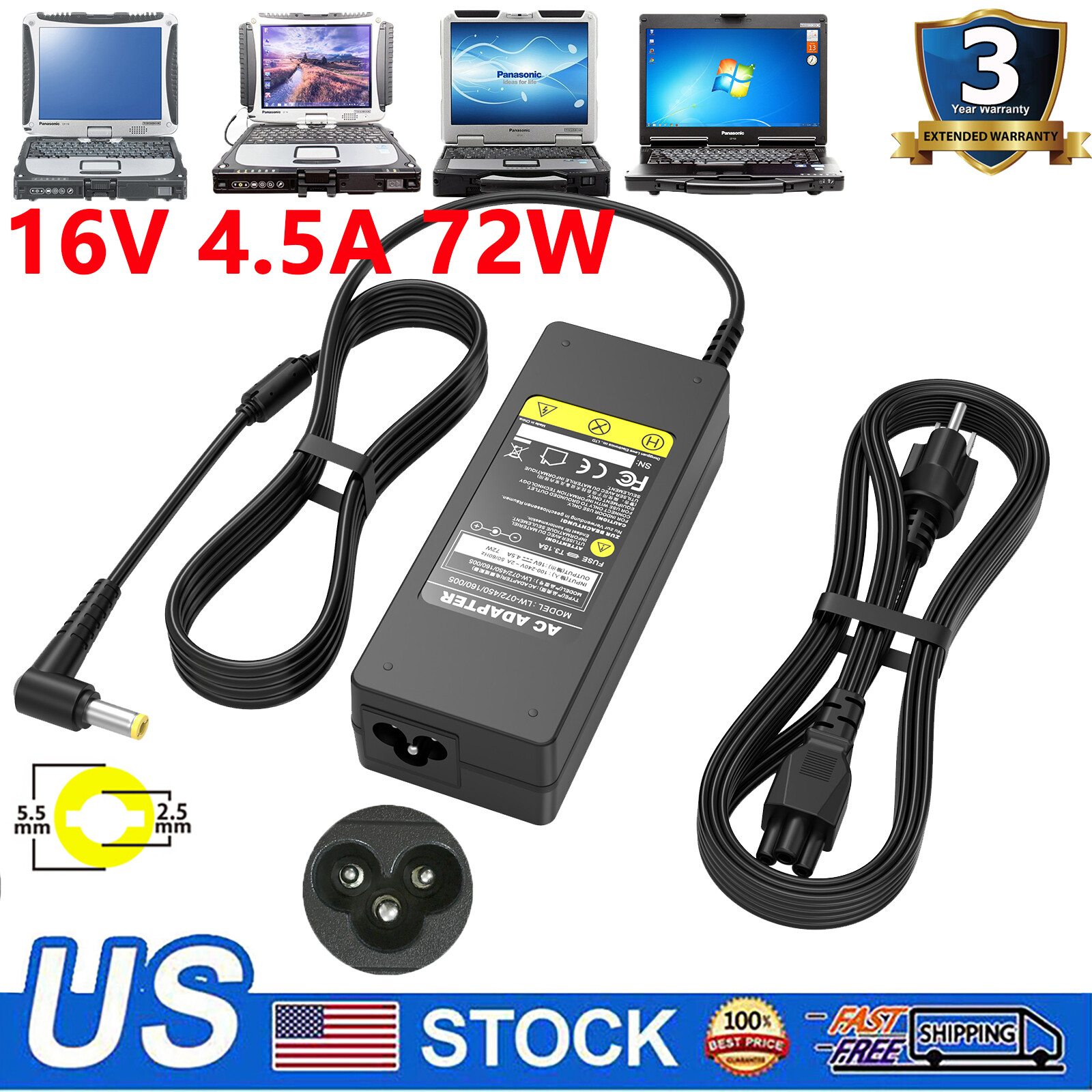 Charger AC Adapter For Panasonic ToughBook CF-C2 CF-20 CF-AA6413CM Power Supply