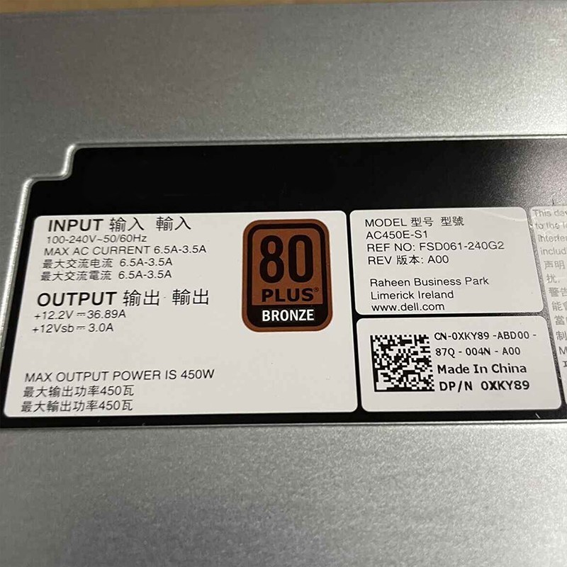 For DELL R430 R440 R540 AC450E-S1 450W Server Power Supply 100% Test