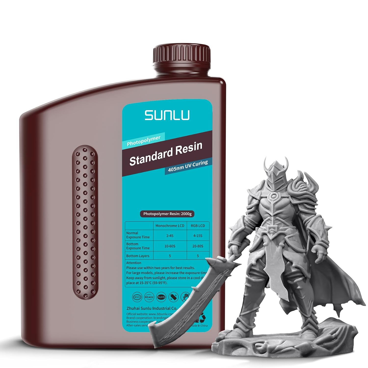 SUNLU Upgraded 2KG Standard 3D Printer Resin, 405Nm Uv-Curing Resin LCD/DLP/SLA