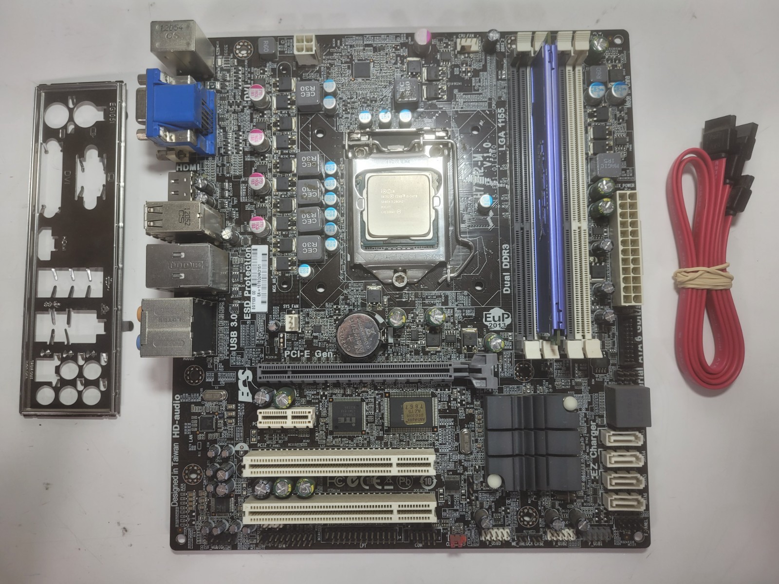 ECS EliteGroup H77H2-M Motherboard Core i5-3470, 8GB RAM, IO Shield #2133