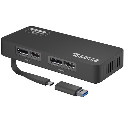Plugable - USBC-6950U - Plugable 4K DisplayPort and HDMI Dual Monitor Adapter