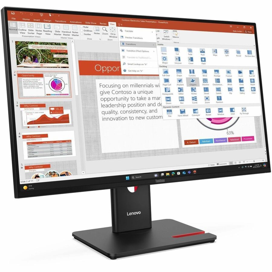 Lenovo ThinkVision T27-40 27" Class Full HD LED Monitor - 16:9 - Eclipse Black