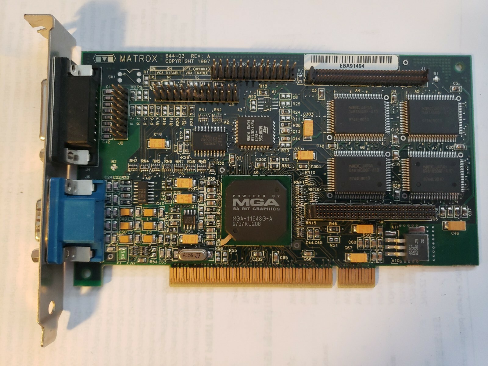 MATROX MY220P/biz4bn/5 PCI  Video Graphics Card DB