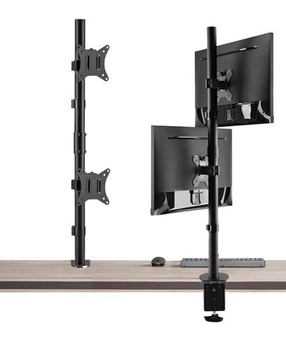 Dual Vertically Stacked Monitor Desk Mount 31.5 inches Pole for Desk Black