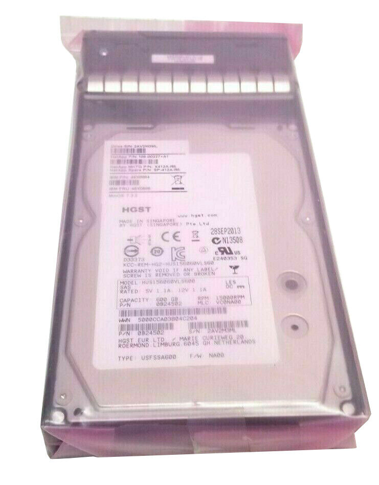 Netapp Hitachi 600GB 15k SAS Hard Drive 3.5'' X412a-R5 W/ tray Made in Singapore
