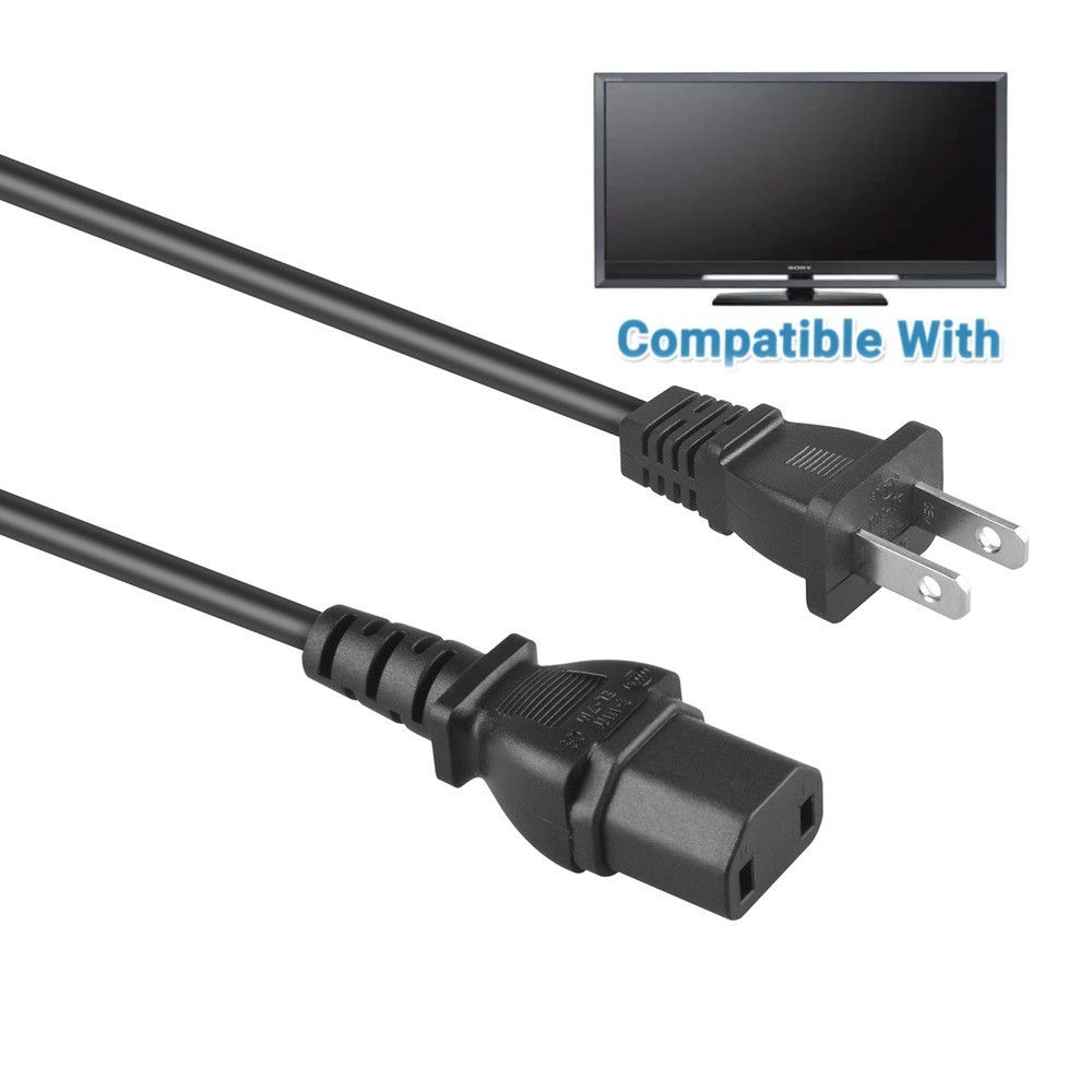 6.6FT UL AC Power Cord for Sony KDL-40VL160 KDL-40W4100 Bravia TV LED 2-Slot
