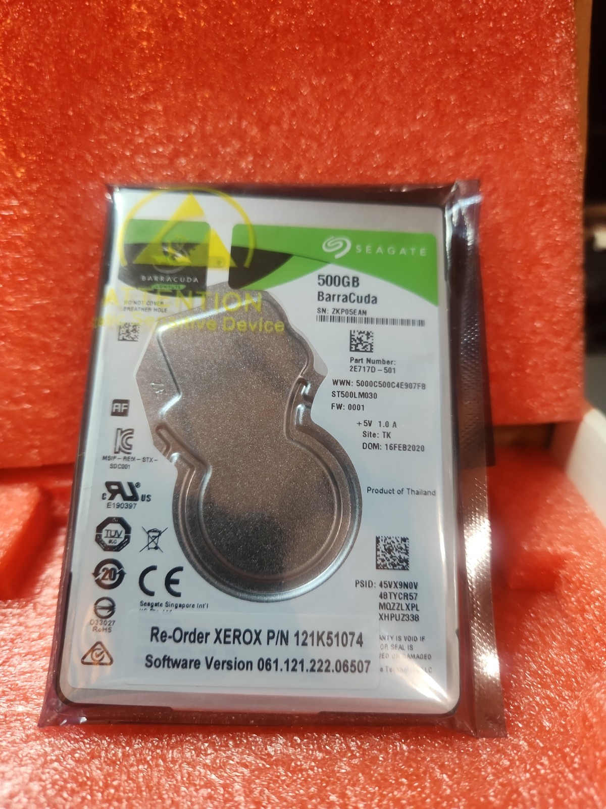 NOS XEROX 121K56371 / 121K51074 HARD DRIVE New In Box Programed Disk Drive 500GB