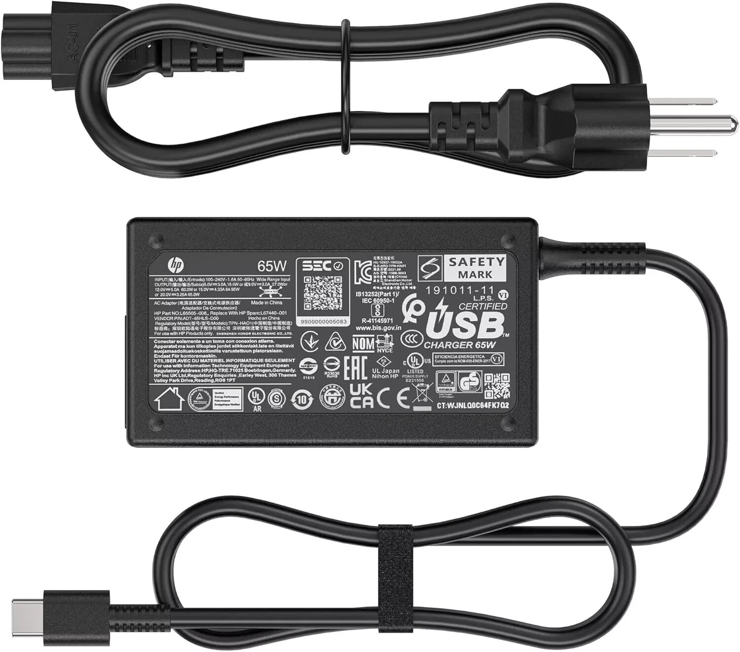 100X Genuine 65W USB-C Charger For HP EliteBook 840 835 G7 840 855 G9 860 G10 US