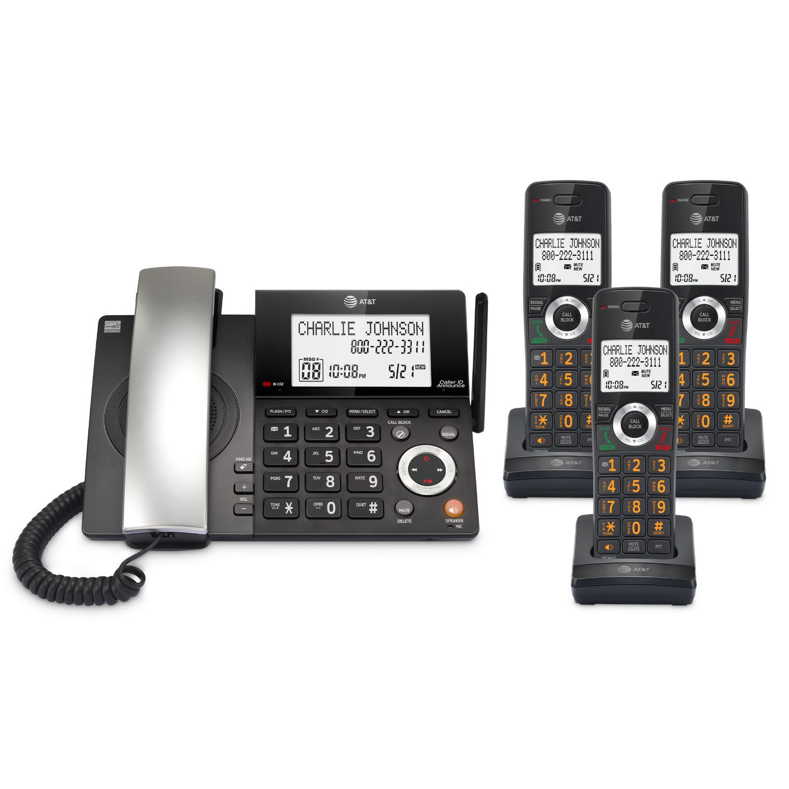 AT&T CL84318 | DECT 6.0 Corded Home Phone with Three (3) Cordless Handset | AR