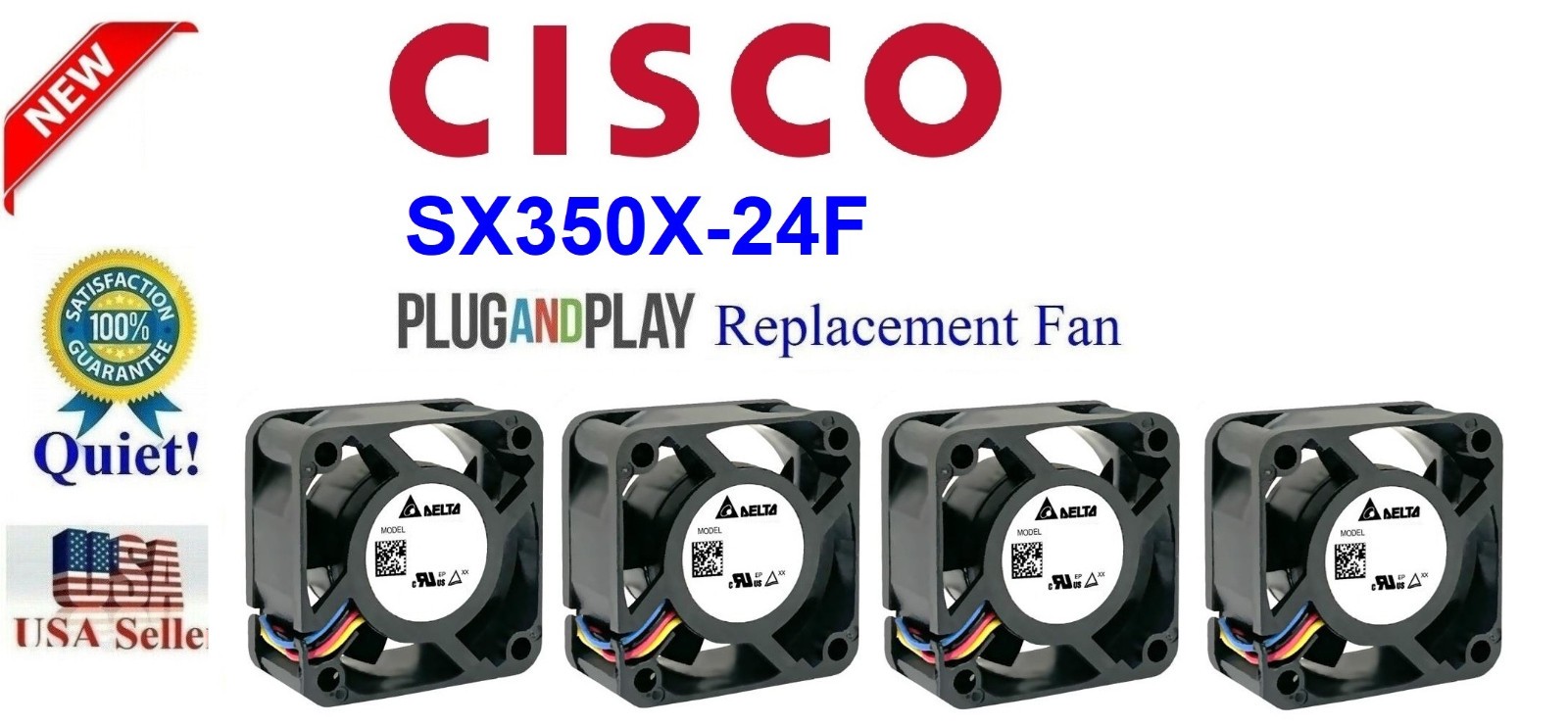 4Pack **Quiet** Replacement Fans Cisco SX350X-24F Low Noise Best Home Office