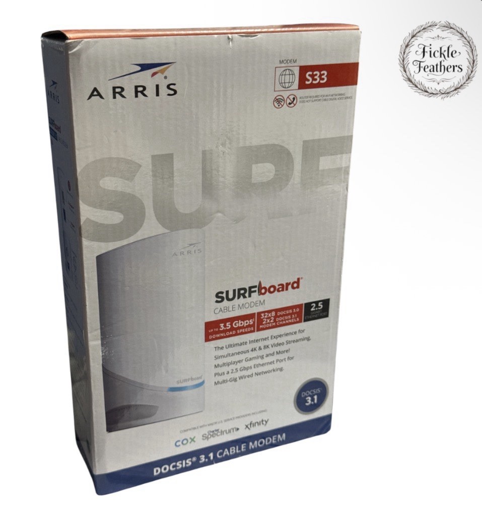 ARRIS SURFboard S33 DOCSIS 3.1 Cable Modem 3.5Gbps 2.5GbE White Sealed Box