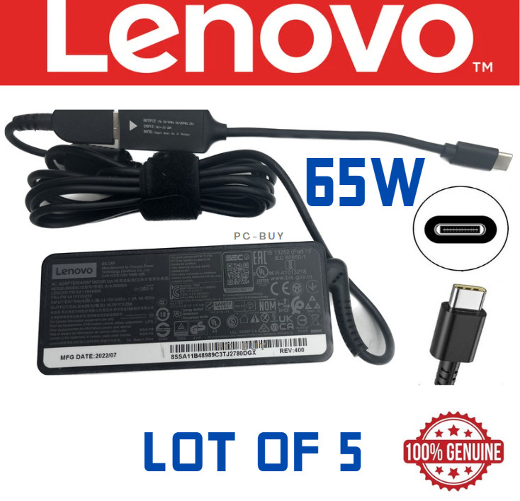 LOT5- Genuine 65W Type-C AC Adapter Charger Lenovo ThinkPad X1Carbon Yoga Tablet