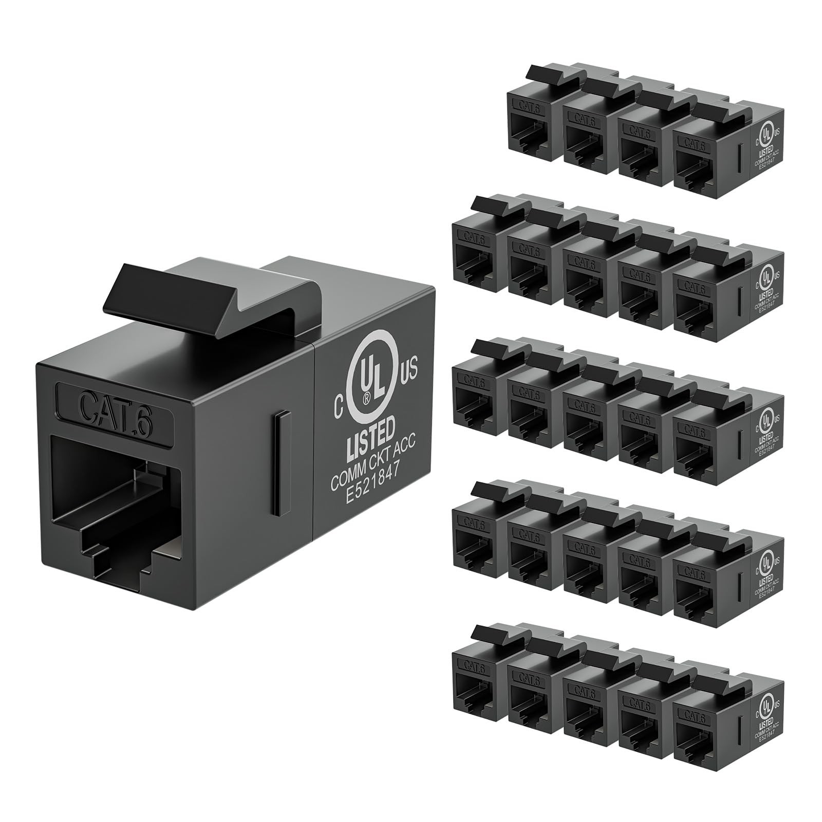 CAT6 RJ45 Keystone Couplers 25-Pack, UL Listed, Ethernet Jack for Cat6/Cat5e/...