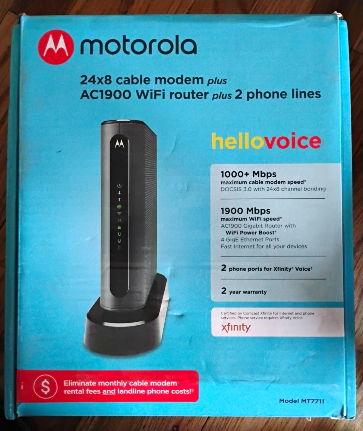 Motorola MT7711 DOCSIS 3.0 24x8 Cable Modem Router AC1900 Dual-Band