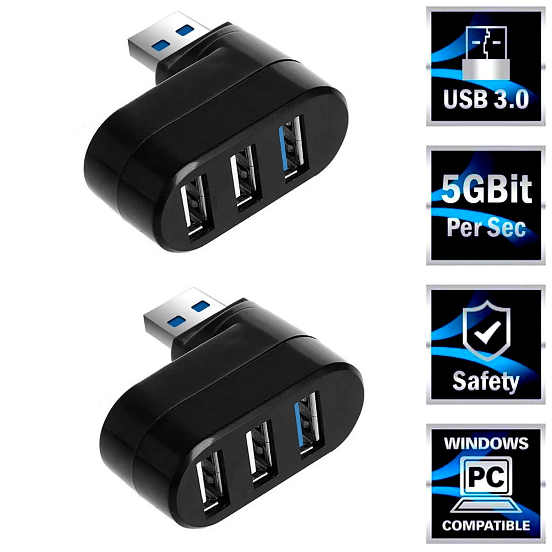 Adaptador USB Cargador Conector para PC Computadora Mac Laptop 3 Puertos Rapido