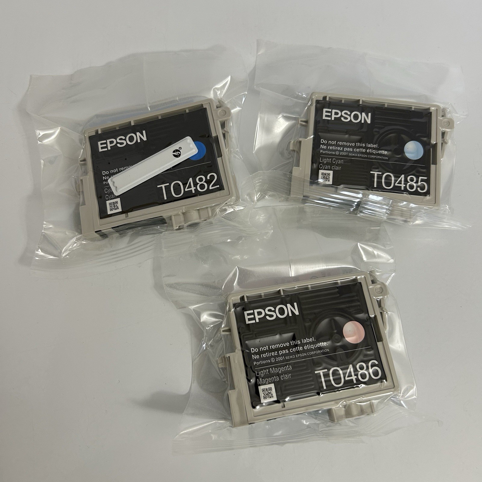 NEW Set Of 3 Sealed Genuine Epson Ink Cartridge TO482 TO485 TO486 OEM