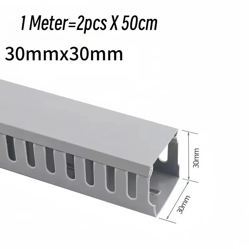 Open Slot Wiring Raceway Duct W/ Cover Cable Management System 30mmx30mm-2PCS