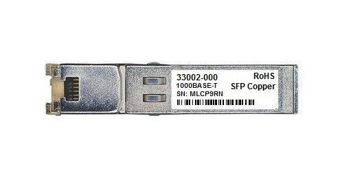 Brocade 33002-000 compatible 1GE SFP-RJ45 SFP-T 100m RJ45 Cat5/6/7 cables.