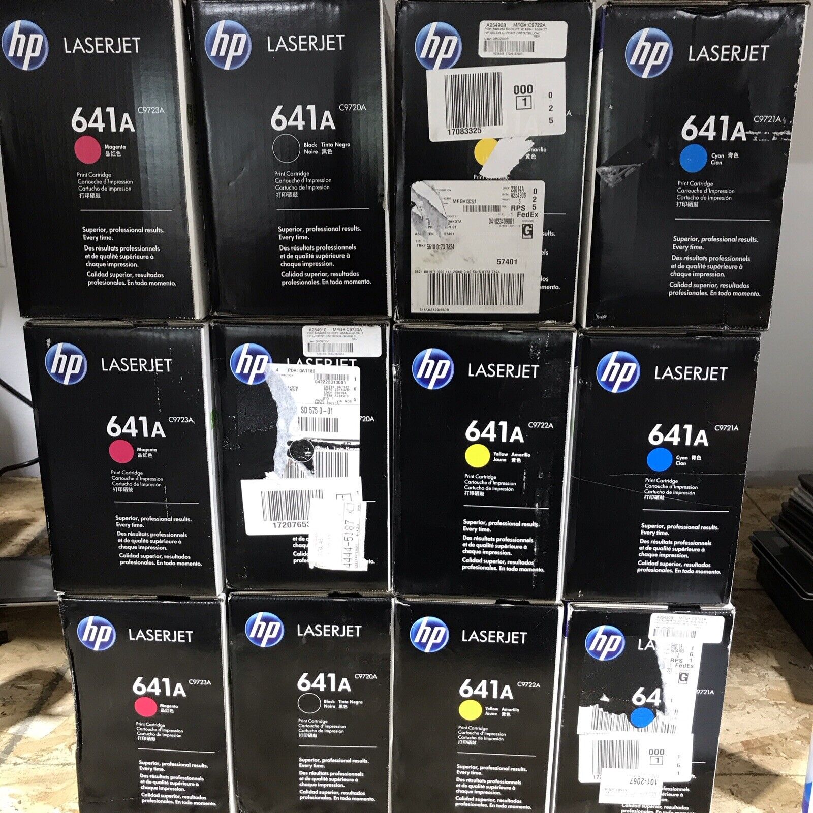 LOT OF 18 Genuine HP 641A 4x C9720A 3x C9721A 6x C9722A 5x C9723A  Toner