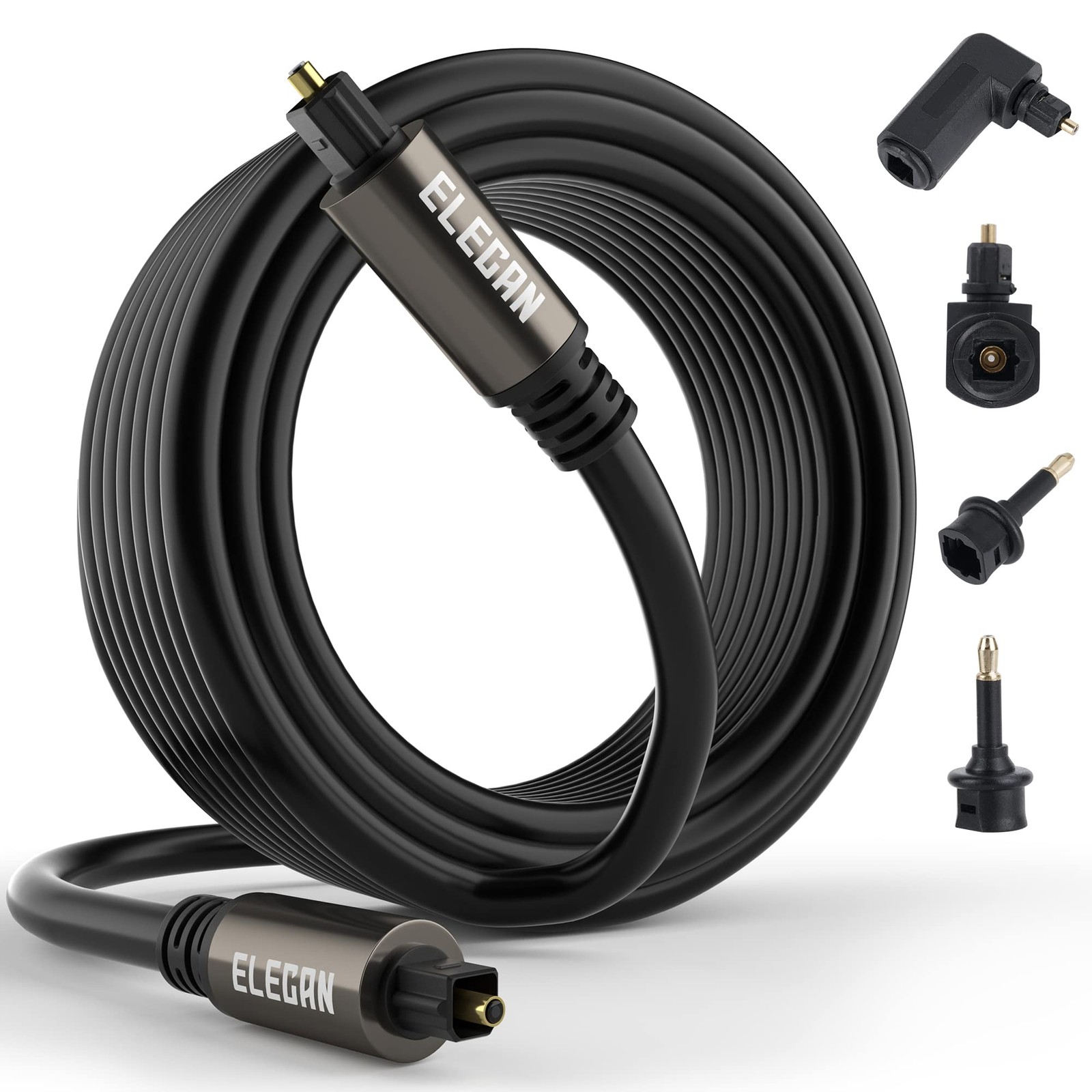 Optical Audio Cable 30 Ft Digital Audio Toslink Cable Cord-Fiber Optic-Gold P...