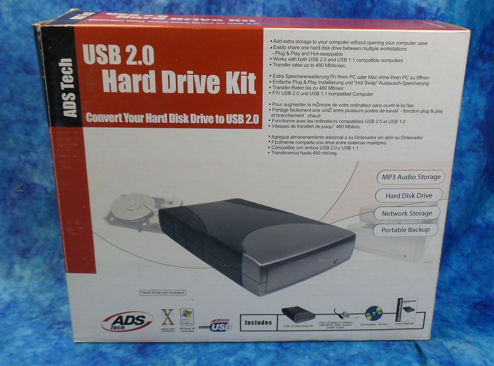 ADS Tech USB 2.0 External IDE 3.5" Hard Drive Kit USBX-835 Windows Macintosh