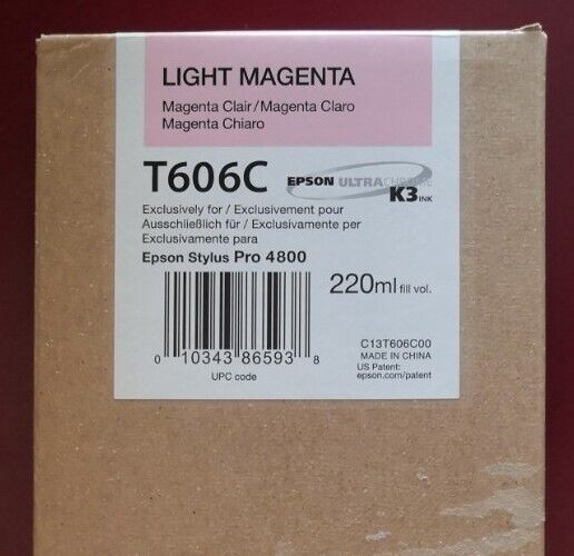 09-2022 GENUINE EPSON T606C LIGHT MAGENTA 220ml K3 INK STYLUS PRO 4800