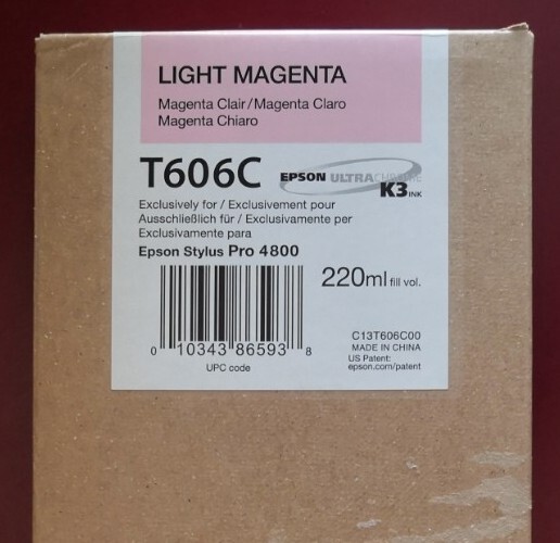 12-2018 GENUINE EPSON T606C LIGHT MAGENTA 220ml K3 INK STYLUS PRO 4800