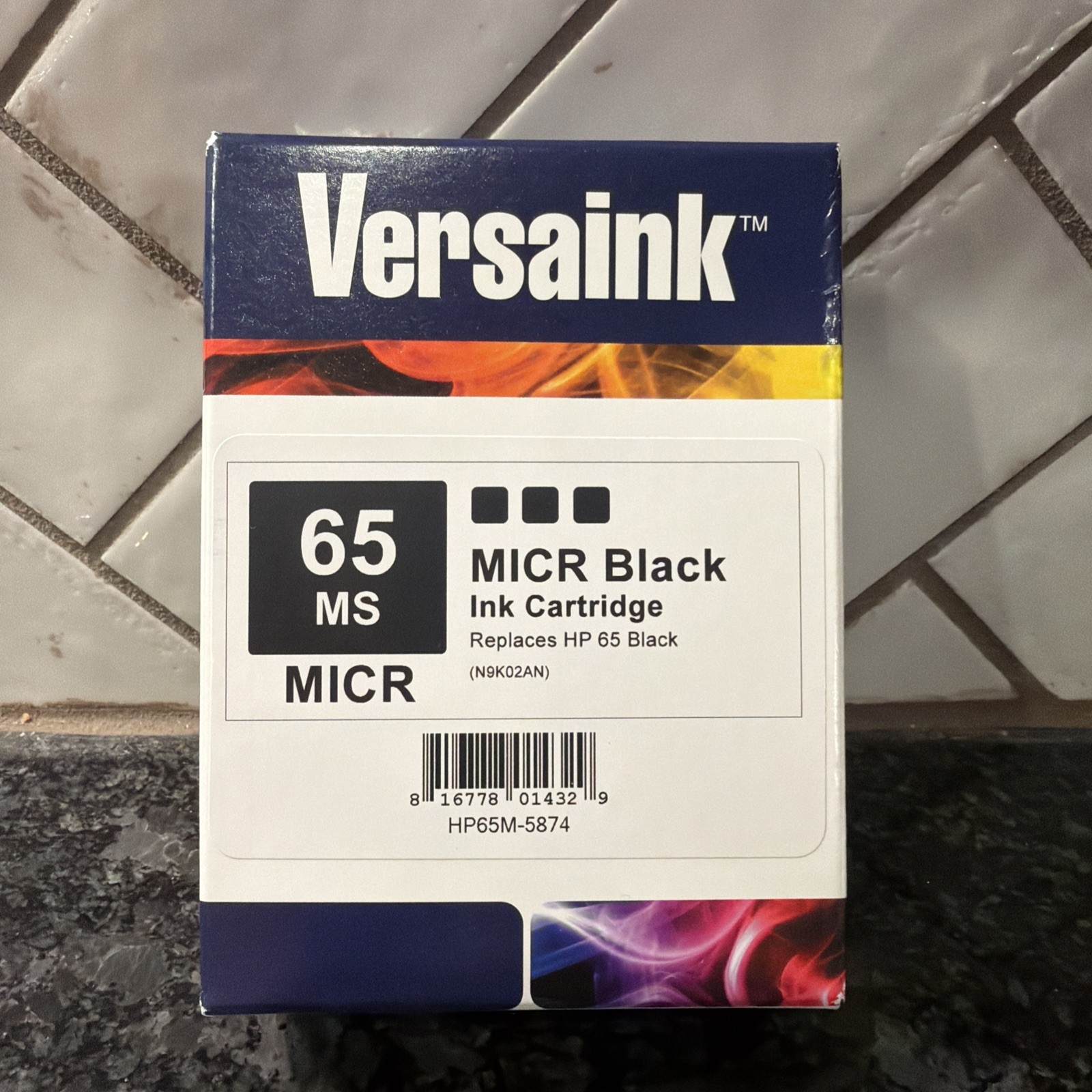 VersaInk-Nano HP 65 MS MICR Black Ink Cartridge Check Printing New Sealed