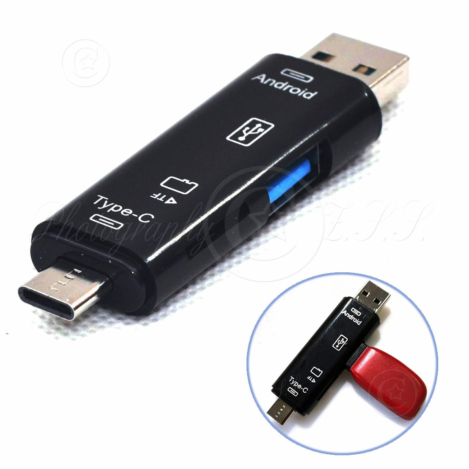 3in1 Type-C/Micro-USB/USB Host OTG Card Reader Mobile Data Easy Share Transfer