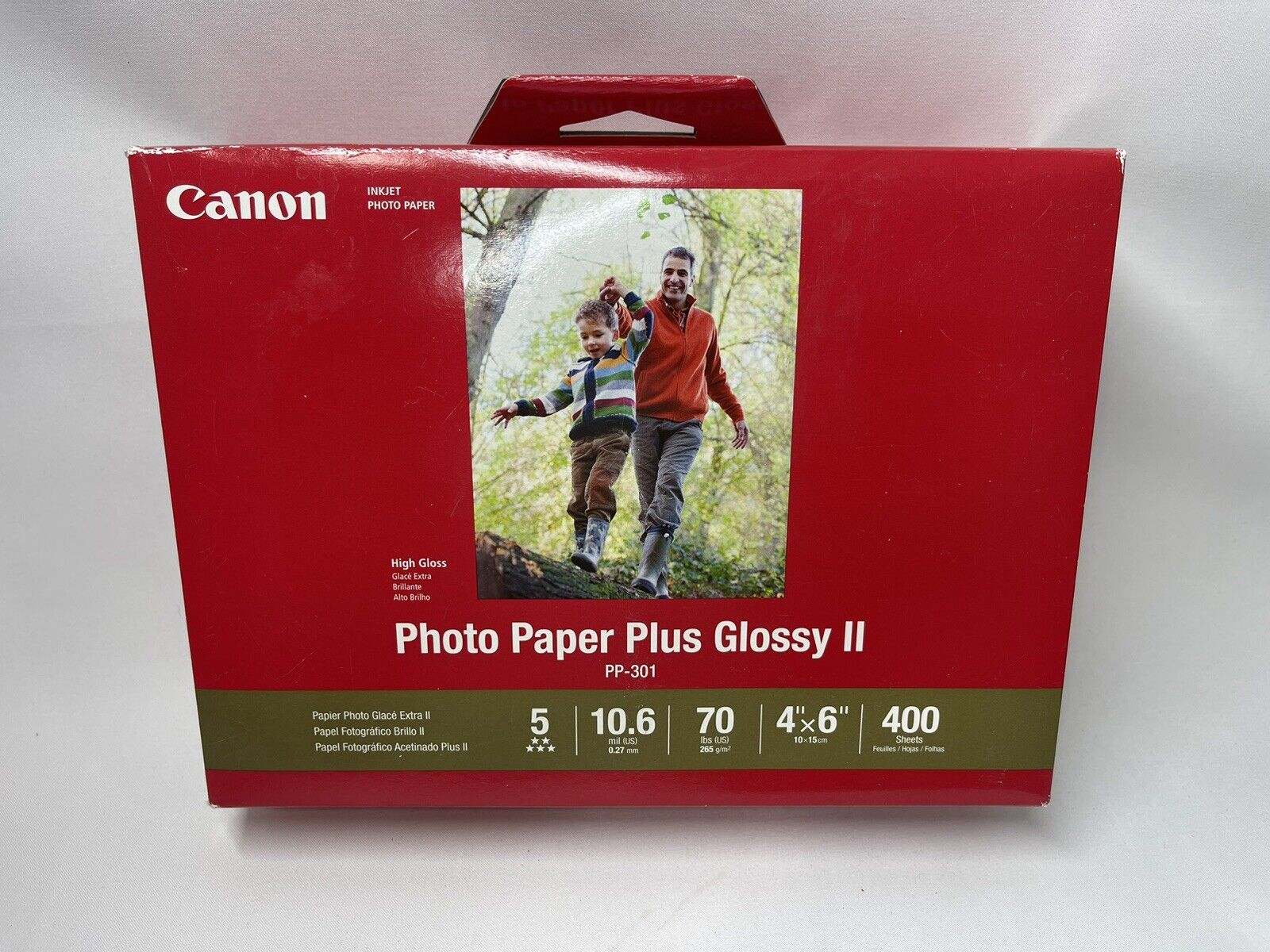 CANON PLUS GLOSSY II PHOTO PAPER 1432C007 4”x6” 400 SHEETS PP-301