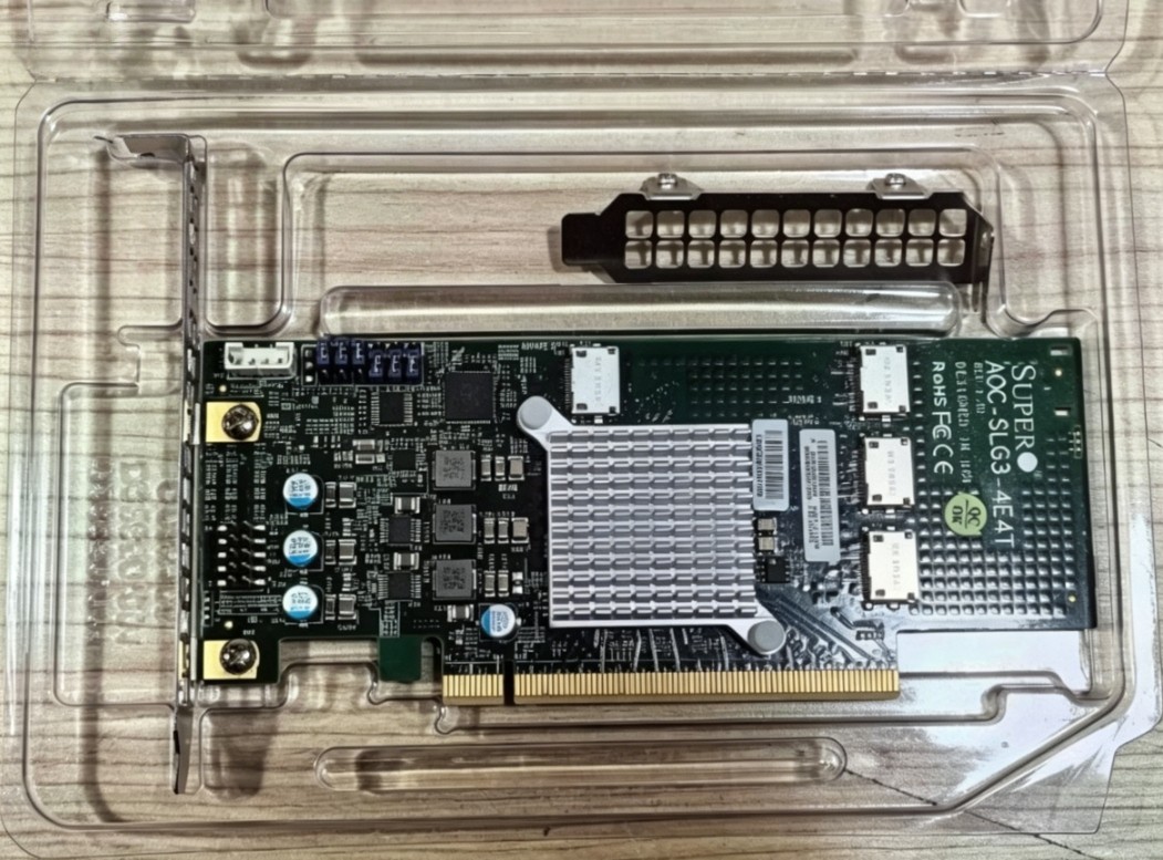 SuperMicro AOC-SLG3-4E4T 4-Port NVMe Internal PCIe x16 Gen 3 Host Bus Adapter