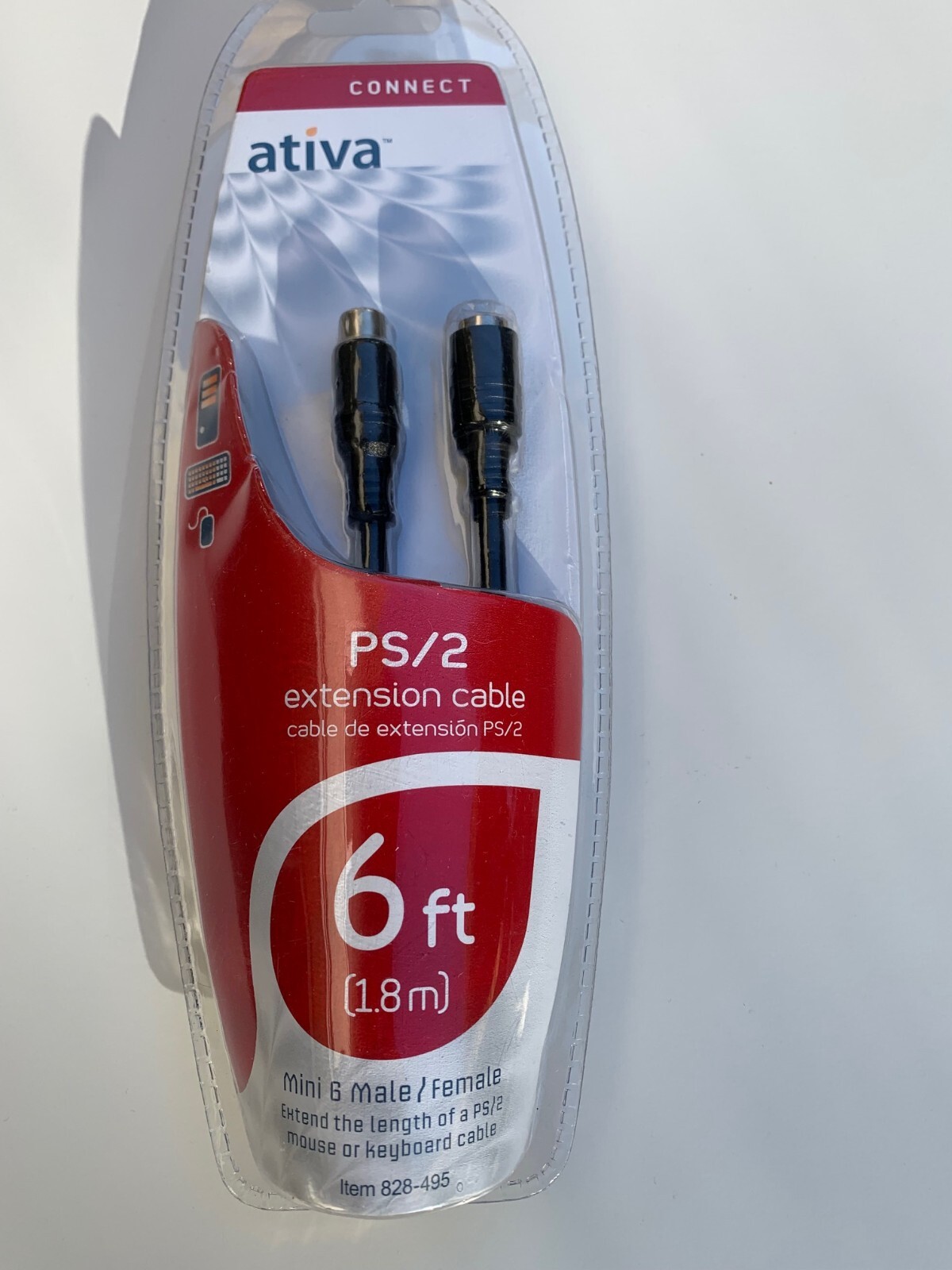 Ativa PS/2 Extension Cable 6ft, MINI DIN 6, Male to Female
