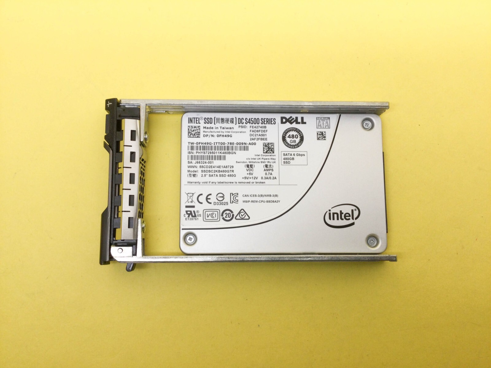 FH49G DELL/ INTEL DC S4500 480GB SATA 6Gbps 2.5'' SSD 0FH49G SSDSC2KB480G7R
