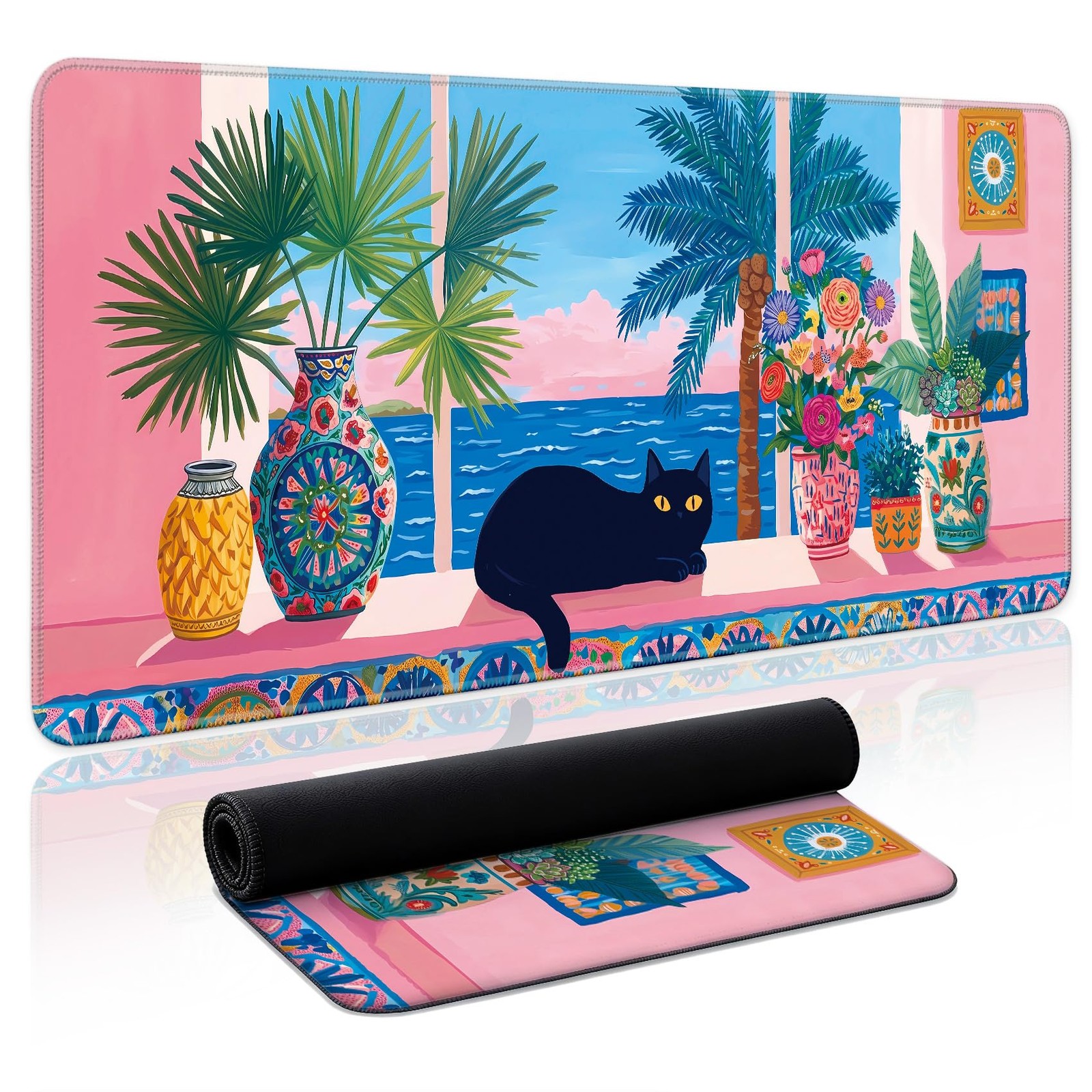 Aesthetic Desk Mat, Cute Quiet Cat Desk Pad Protector for Work and Decor, 35....